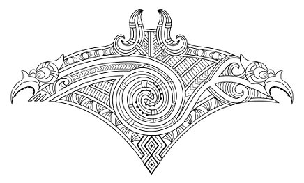 Maori style back manta tattoo